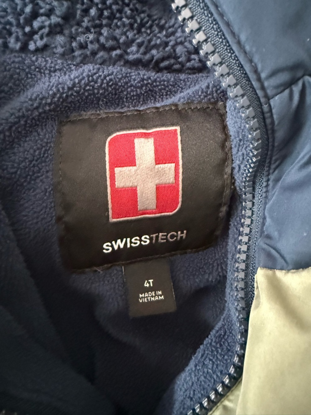Swiss Tech Kids Colorblock Hooded Puffer Jacket - Blue, Green & Yellow - Picture 4 of 4